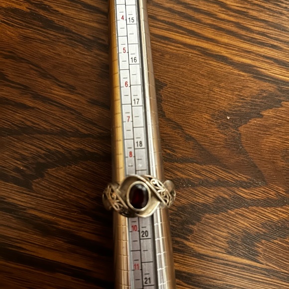 Sterling Silver Garnet Ring Size 9 - Picture 3 of 3